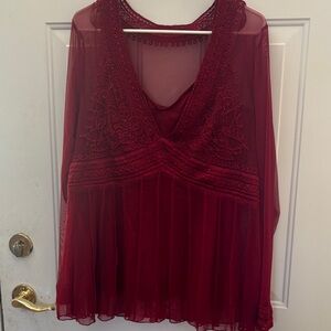 Lane Bryant Deep Red Lace Blouse